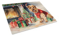 Norfolk Terrier Cozy Christmas Cutting Board Tempered Glass Kitchen Cutting Surface, Heat Resistant Chopping, Non-Slip Feet, Food Prep & Serving