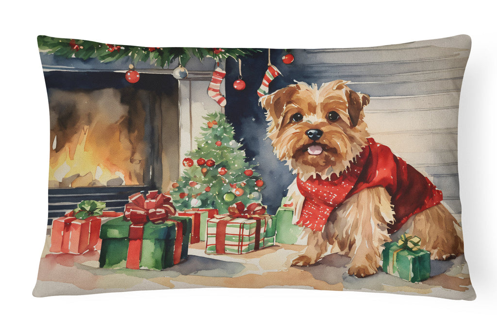 Norfolk Terrier Cozy Christmas Decorative Throw Pillow 12x16 Indoor Outdoor Accent Cushion, Fabric Cover with Insert for Sofa, Bed, Porch & Living Room