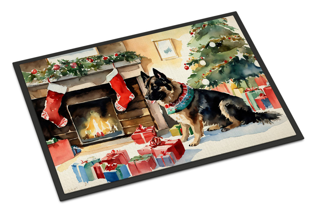 Norwegian Buhund Cozy Christmas Doormat Indoor Outdoor 24H X 36W Front Door Mat Rugs for Entryway, Non Slip Washable Low Pile,