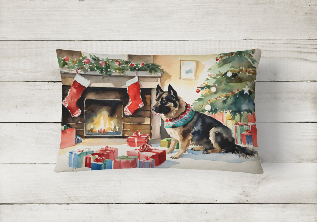 Norwegian Buhund Cozy Christmas Decorative Throw Pillow 12x16 Indoor Outdoor Accent Cushion, Fabric Cover with Insert for Sofa, Bed, Porch & Living Room