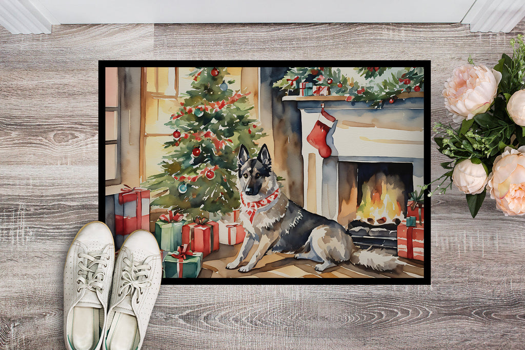 Norwegian Elkhound Cozy Christmas Doormat Indoor Outdoor 24H X 36W Front Door Mat Rugs for Entryway, Non Slip Washable Low Pile,
