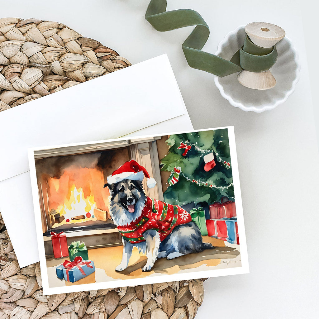 Norwegian Elkhound Cozy Christmas Greeting Cards Pack of 8 Blank Cards with Envelopes Whimsical A7 Size 5x7