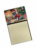 Norwegian Elkhound Cozy Christmas Watercolor Sticky Note Holder Refillable Dispenser Desk Accessory 3x3 Pad Gift