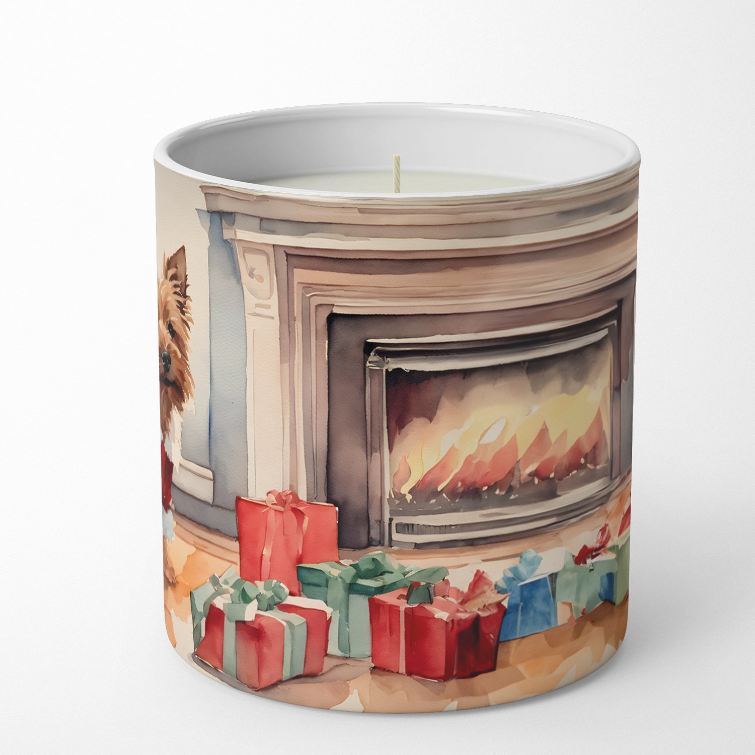Norwich Terrier Cozy Christmas Decorative Soy Candle Nature Soy Wax Essential Oil Home Decor Ideal for Bedroom Kitchen Bath Office Gift, 10 oz