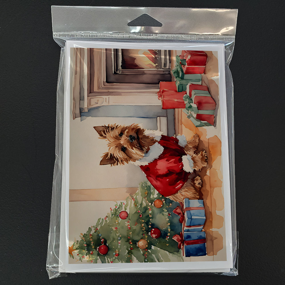 Norwich Terrier Cozy Christmas Greeting Cards Pack of 8 Blank Cards with Envelopes Whimsical A7 Size 5x7