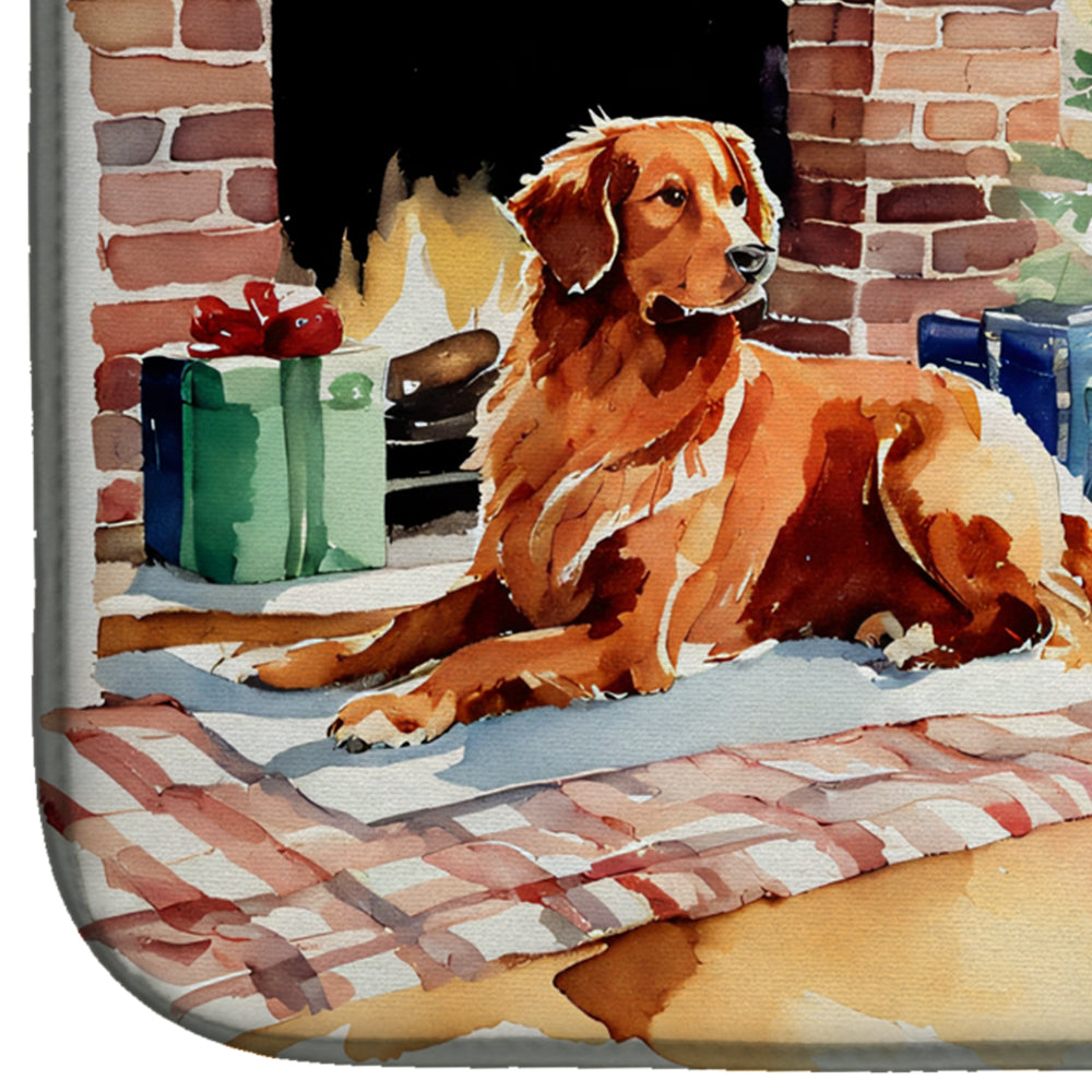 Nova Scotia Duck Tolling Retriever Cozy Christmas Dish Drying Mat Absorbent Dish Drying Mat Pad for Kitchen Counter Dish Drainer Mat for Countertop, 14 x 21", Multicolor