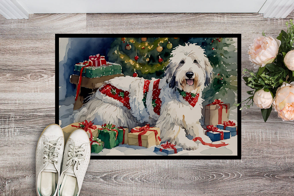 Old English Sheepdog Cozy Christmas Doormat Indoor Outdoor 24H X 36W Front Door Mat Rugs for Entryway, Non Slip Washable Low Pile,