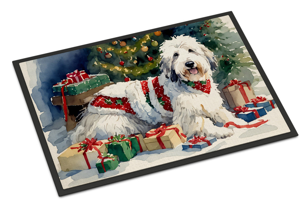 Old English Sheepdog Cozy Christmas Doormat Indoor Outdoor 18H X 27W Front Door Mat Rugs for Entryway, Non Slip Washable