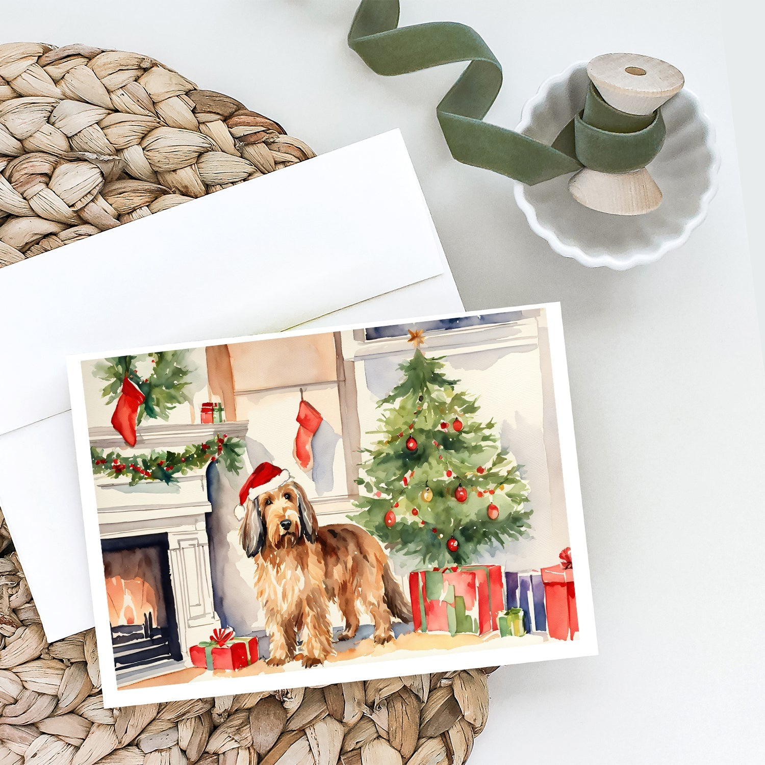 Otterhound Cozy Christmas Greeting Cards Pack of 8 Blank Cards with Envelopes Whimsical A7 Size 5x7