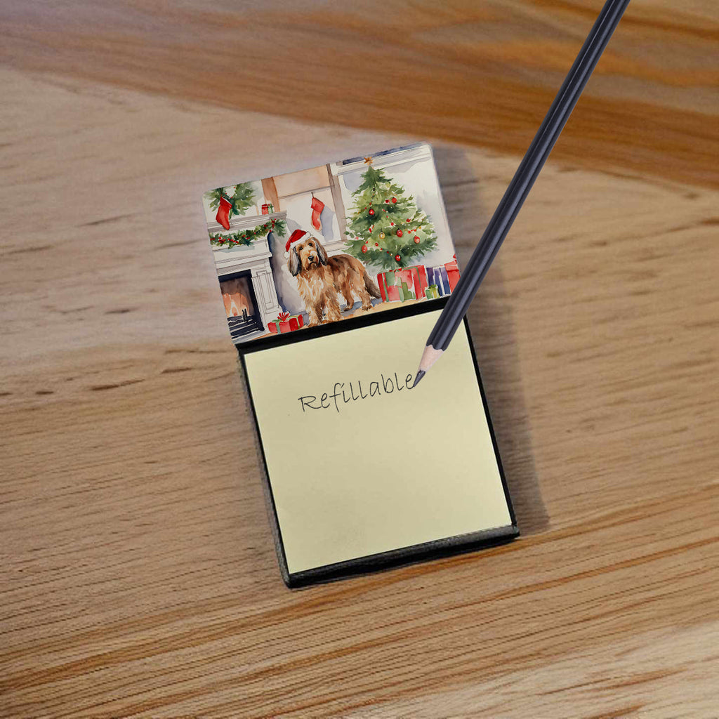 Otterhound Cozy Christmas Watercolor Sticky Note Holder Refillable Dispenser Desk Accessory 3x3 Pad Gift