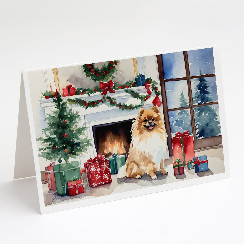 Pomeranian Cozy Christmas Greeting Cards Pack of 8 Blank Cards with Envelopes Whimsical A7 Size 5x7