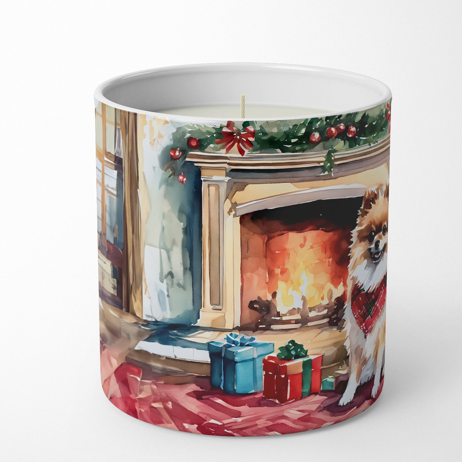 Pomeranian Cozy Christmas Decorative Soy Candle Nature Soy Wax Essential Oil Home Decor Ideal for Bedroom Kitchen Bath Office Gift, 10 oz