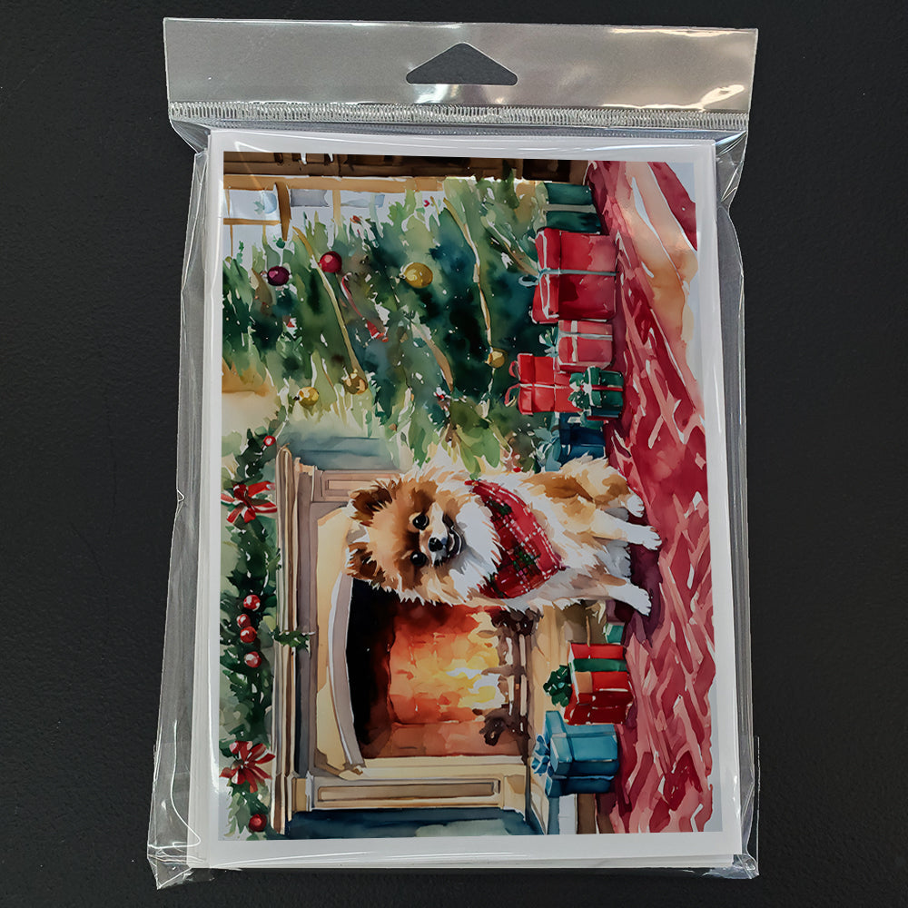 Pomeranian Cozy Christmas Greeting Cards Pack of 8 Blank Cards with Envelopes Whimsical A7 Size 5x7