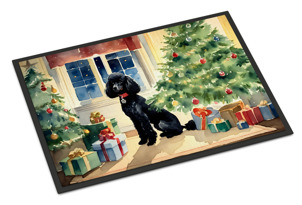 Poodle Cozy Christmas Doormat Indoor Outdoor 24H X 36W Front Door Mat Rugs for Entryway, Non Slip Washable Low Pile,