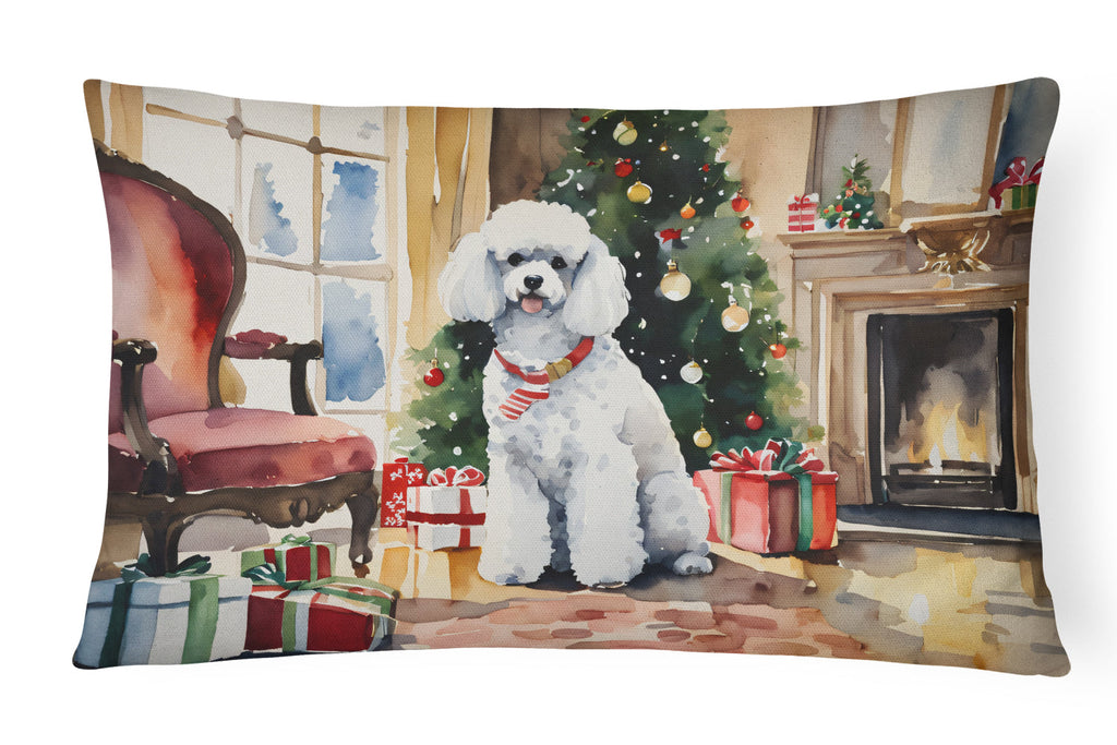 Poodle Cozy Christmas Decorative Throw Pillow 12x16 Indoor Outdoor Accent Cushion, Fabric Cover with Insert for Sofa, Bed, Porch & Living Room