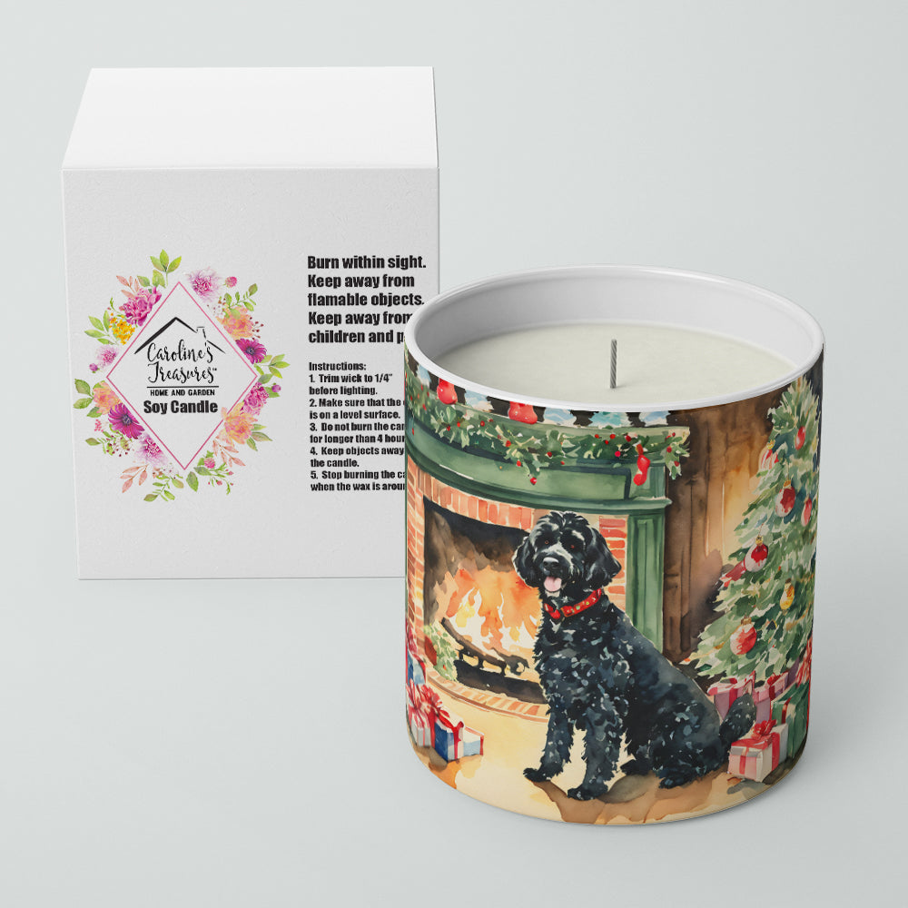 Portuguese Water Dog Cozy Christmas Decorative Soy Candle Nature Soy Wax Essential Oil Home Decor Ideal for Bedroom Kitchen Bath Office Gift, 10 oz