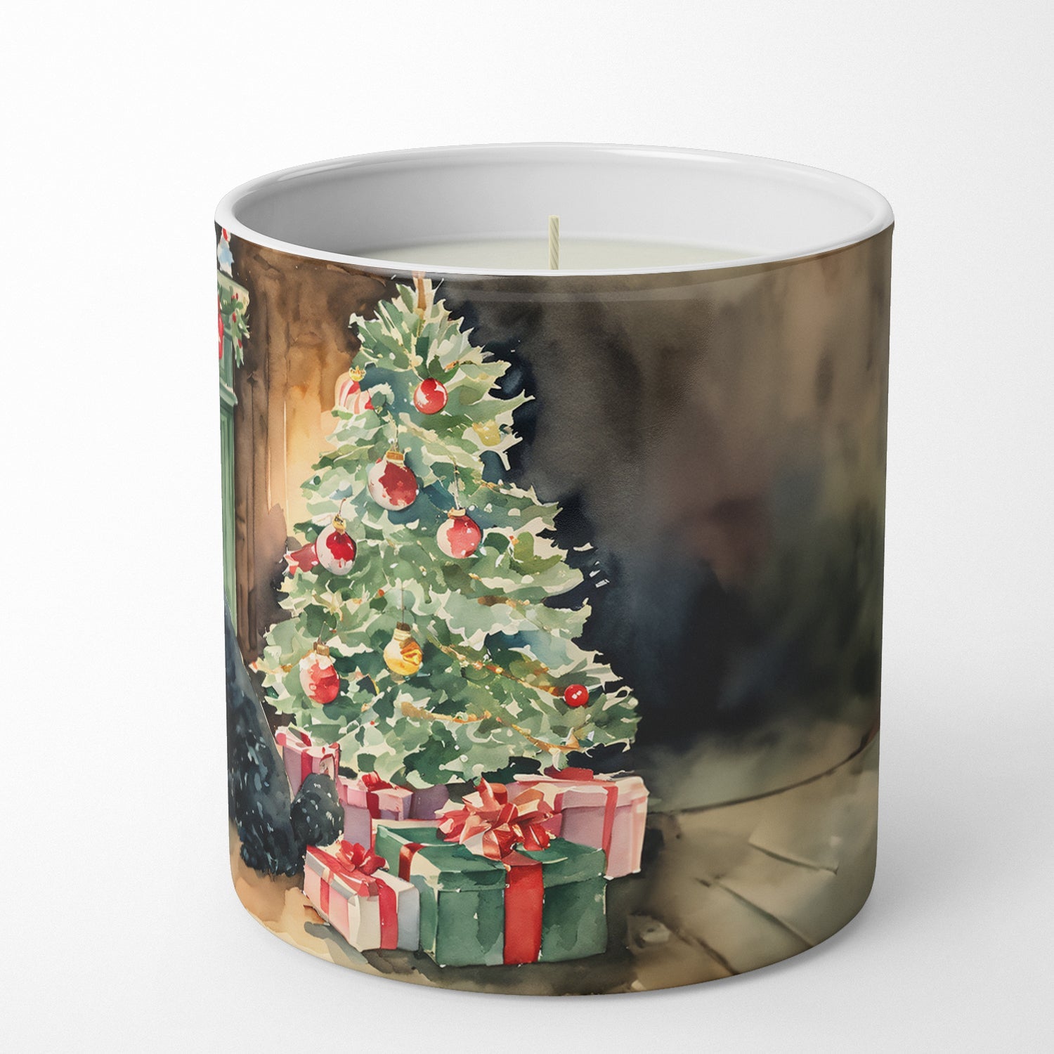 Portuguese Water Dog Cozy Christmas Decorative Soy Candle Nature Soy Wax Essential Oil Home Decor Ideal for Bedroom Kitchen Bath Office Gift, 10 oz