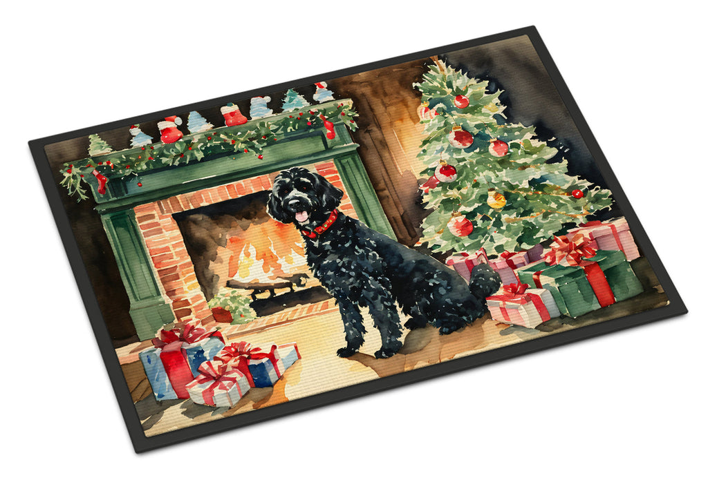 Portuguese Water Dog Cozy Christmas Doormat Indoor Outdoor 18H X 27W Front Door Mat Rugs for Entryway, Non Slip Washable