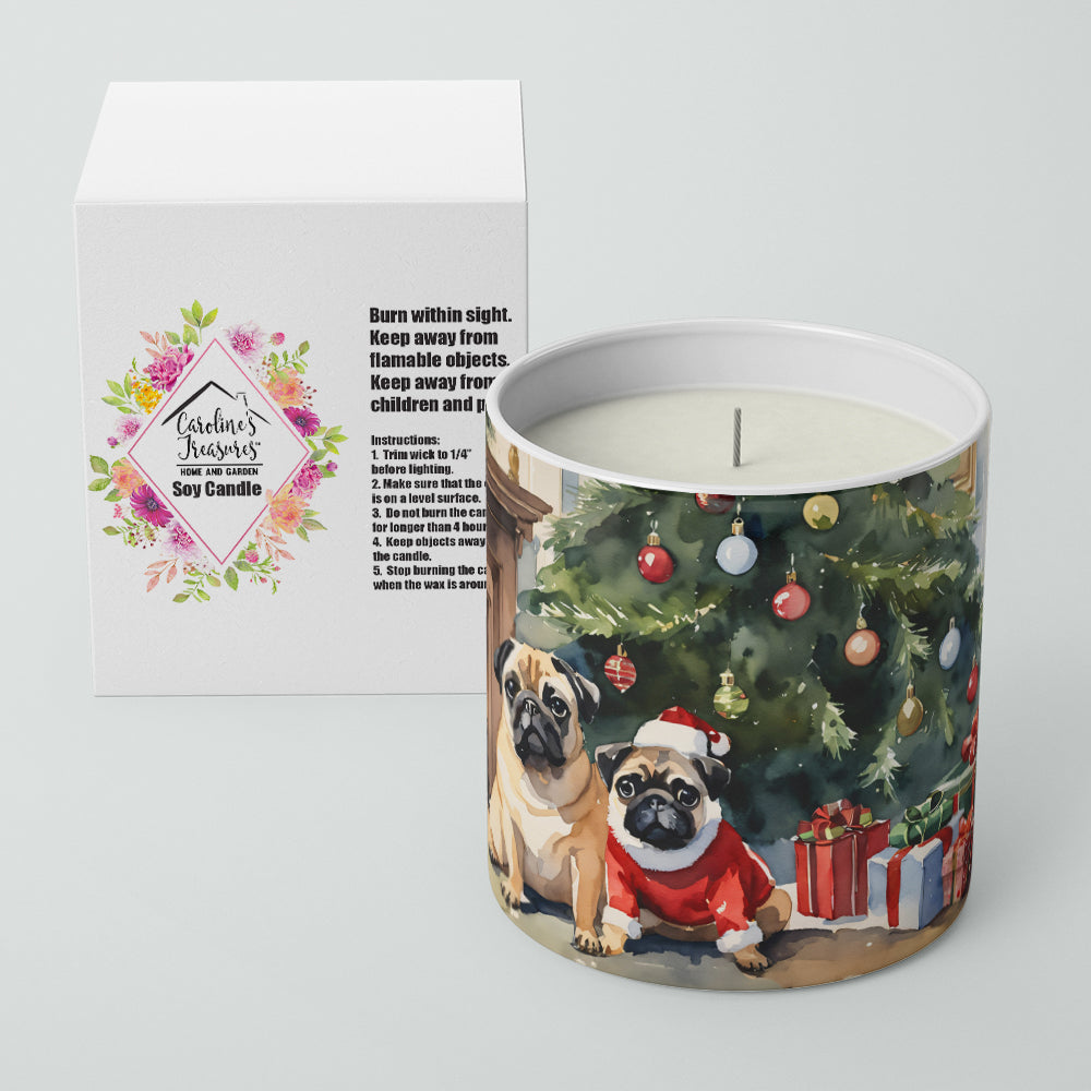 Pug Cozy Christmas Decorative Soy Candle Nature Soy Wax Essential Oil Home Decor Ideal for Bedroom Kitchen Bath Office Gift, 10 oz