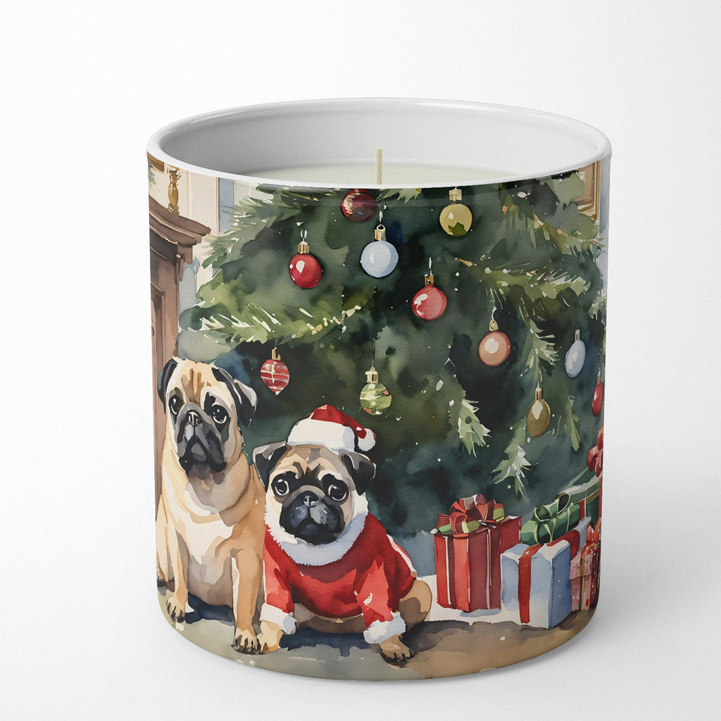 Pug Cozy Christmas Decorative Soy Candle Nature Soy Wax Essential Oil Home Decor Ideal for Bedroom Kitchen Bath Office Gift, 10 oz