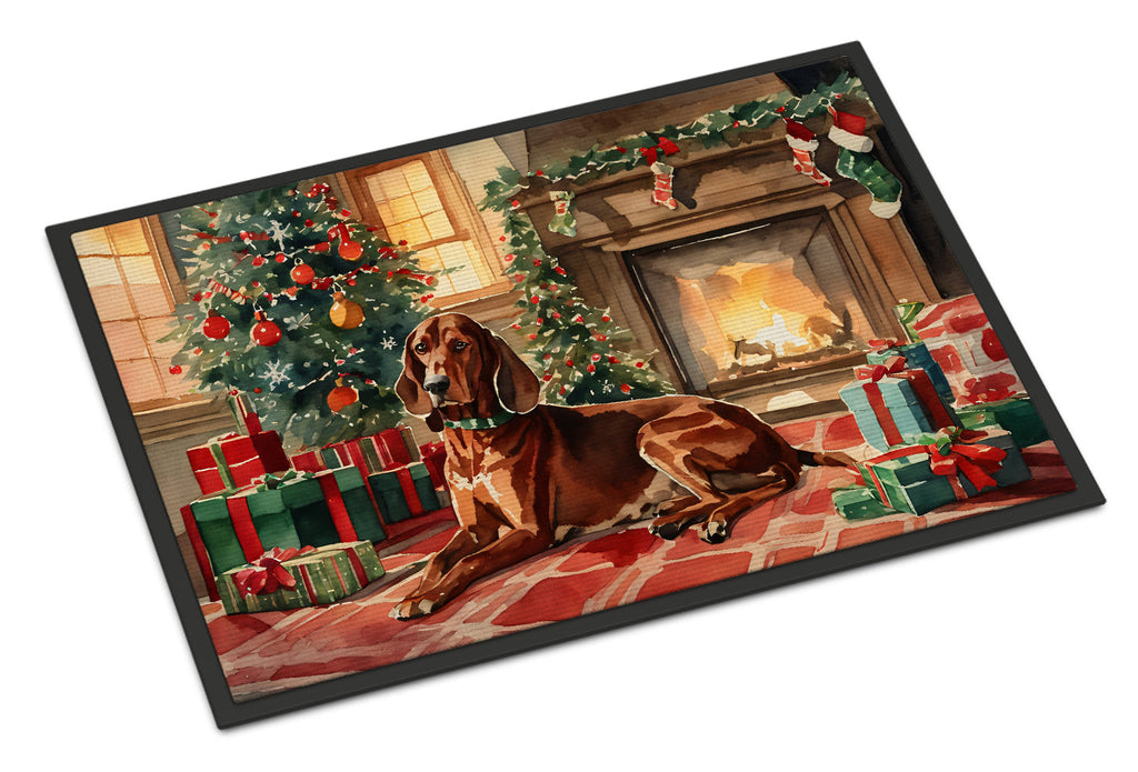 Redbone Coonhound Cozy Christmas Doormat Indoor Outdoor 24H X 36W Front Door Mat Rugs for Entryway, Non Slip Washable Low Pile,