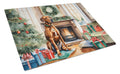 Rhodesian Ridgeback Cozy Christmas Cutting Board Tempered Glass Kitchen Cutting Surface, Heat Resistant Chopping, Non-Slip Feet, Food Prep & Serving