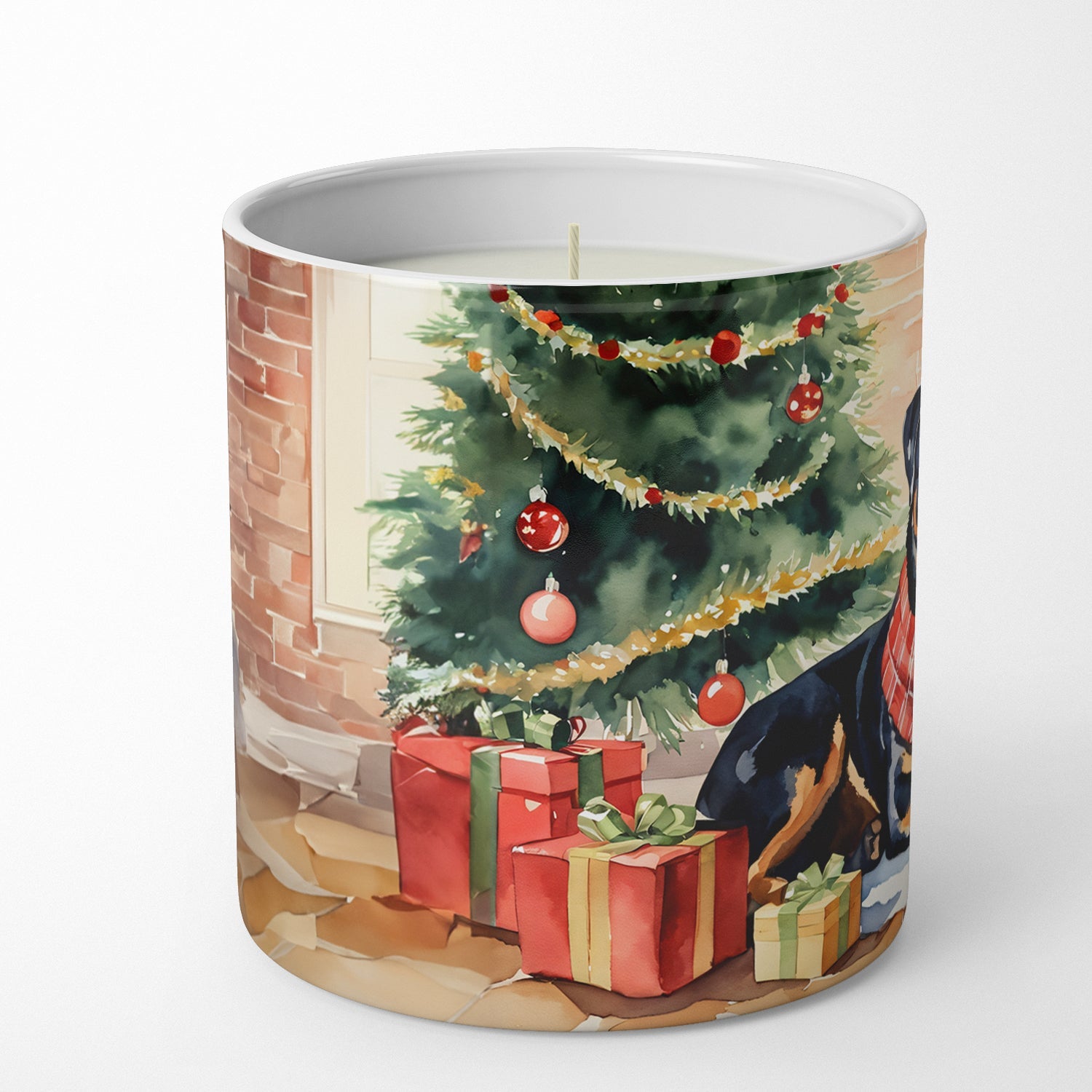 Rottweiler Cozy Christmas Decorative Soy Candle Nature Soy Wax Essential Oil Home Decor Ideal for Bedroom Kitchen Bath Office Gift, 10 oz
