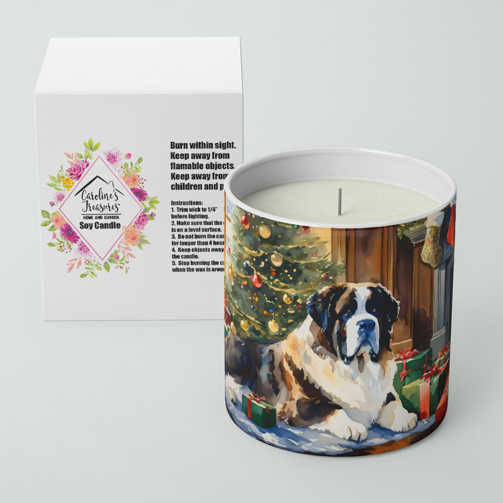 Saint Bernard Cozy Christmas Decorative Soy Candle Nature Soy Wax Essential Oil Home Decor Ideal for Bedroom Kitchen Bath Office Gift, 10 oz