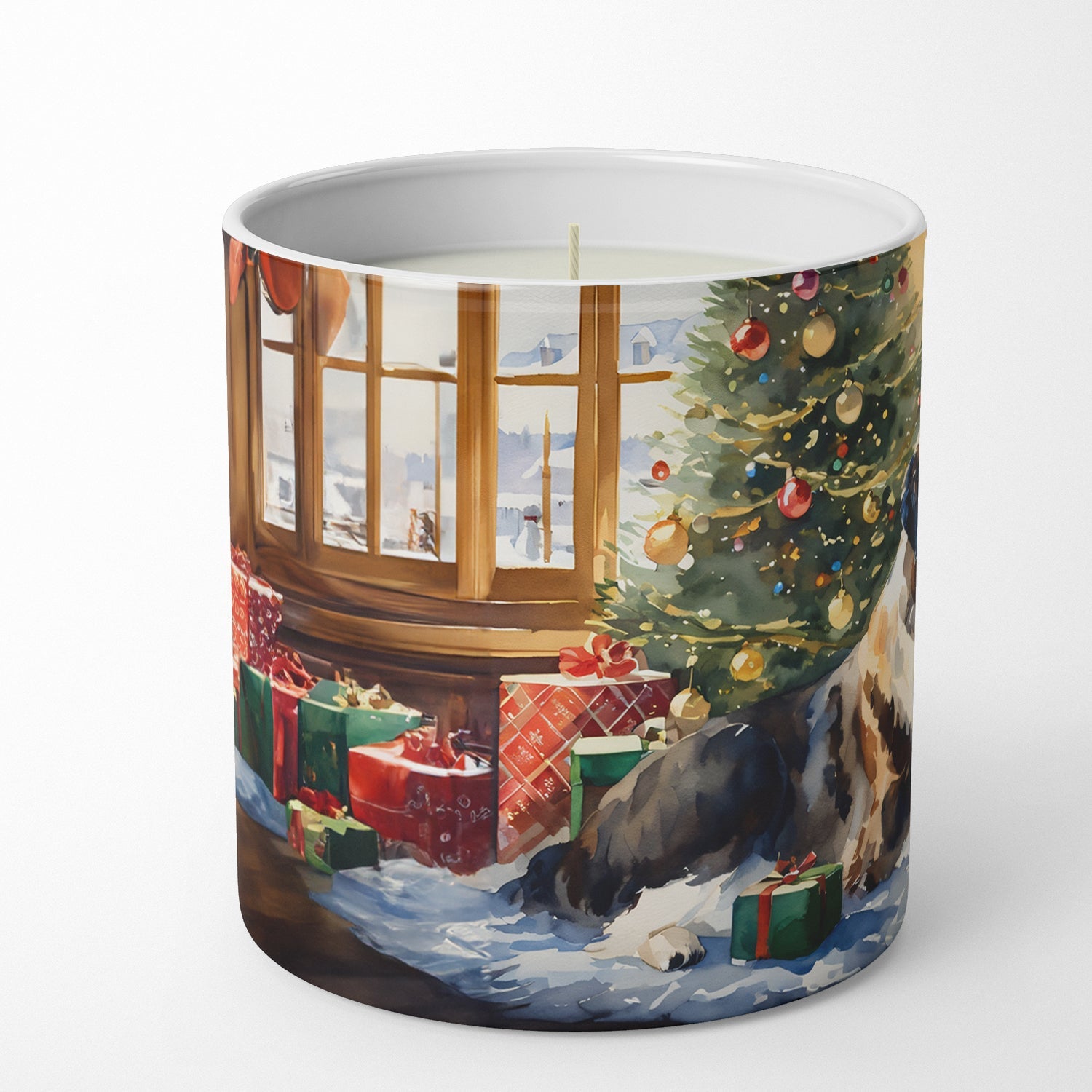 Saint Bernard Cozy Christmas Decorative Soy Candle Nature Soy Wax Essential Oil Home Decor Ideal for Bedroom Kitchen Bath Office Gift, 10 oz