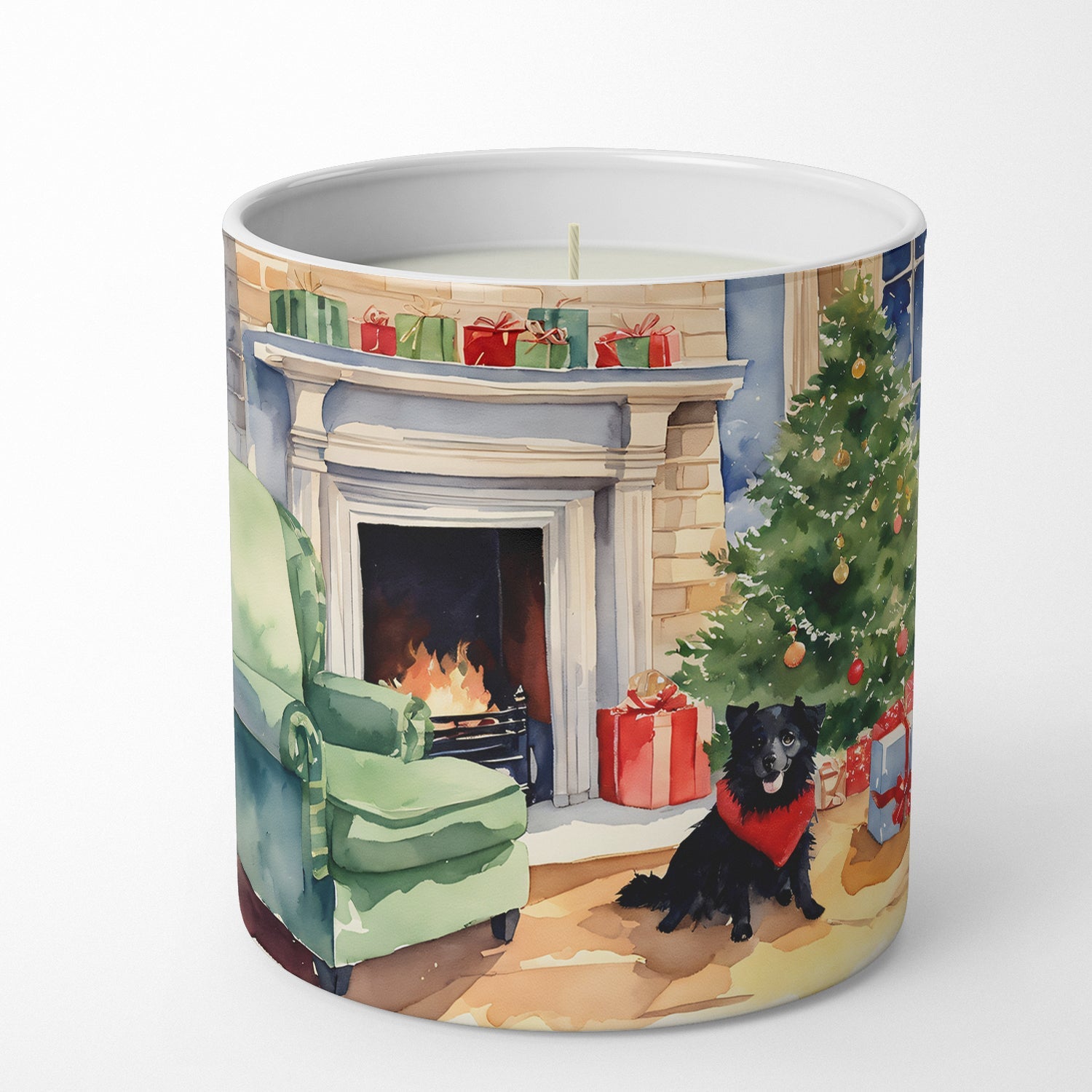 Schipperke Cozy Christmas Decorative Soy Candle Nature Soy Wax Essential Oil Home Decor Ideal for Bedroom Kitchen Bath Office Gift, 10 oz