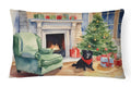 Schipperke Cozy Christmas Decorative Throw Pillow 12x16 Indoor Outdoor Accent Cushion, Fabric Cover with Insert for Sofa, Bed, Porch & Living Room