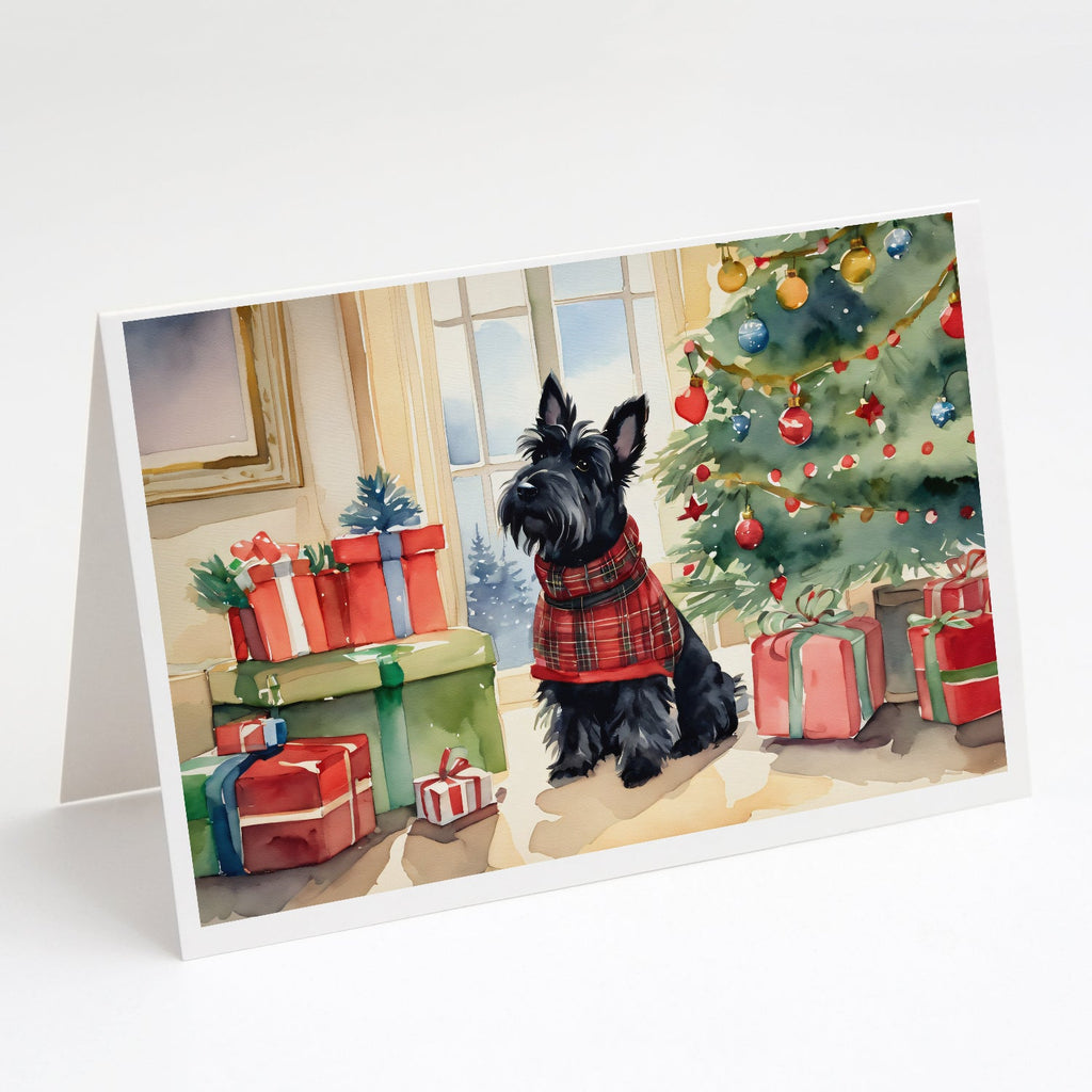 Scottish Terrier Cozy Christmas Greeting Cards Pack of 8 Blank Cards with Envelopes Whimsical A7 Size 5x7