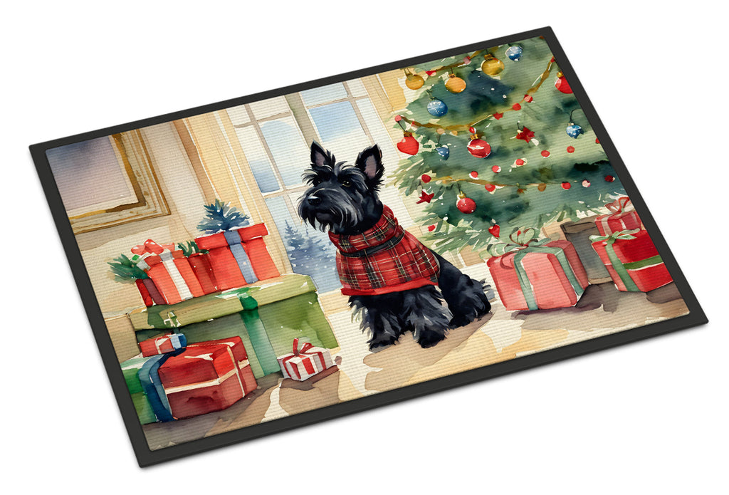 Scottish Terrier Cozy Christmas Doormat Indoor Outdoor 24H X 36W Front Door Mat Rugs for Entryway, Non Slip Washable Low Pile,
