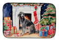 Scottish Deerhound Cozy Christmas Dish Drying Mat Absorbent Dish Drying Mat Pad for Kitchen Counter Dish Drainer Mat for Countertop, 14 x 21", Multicolor