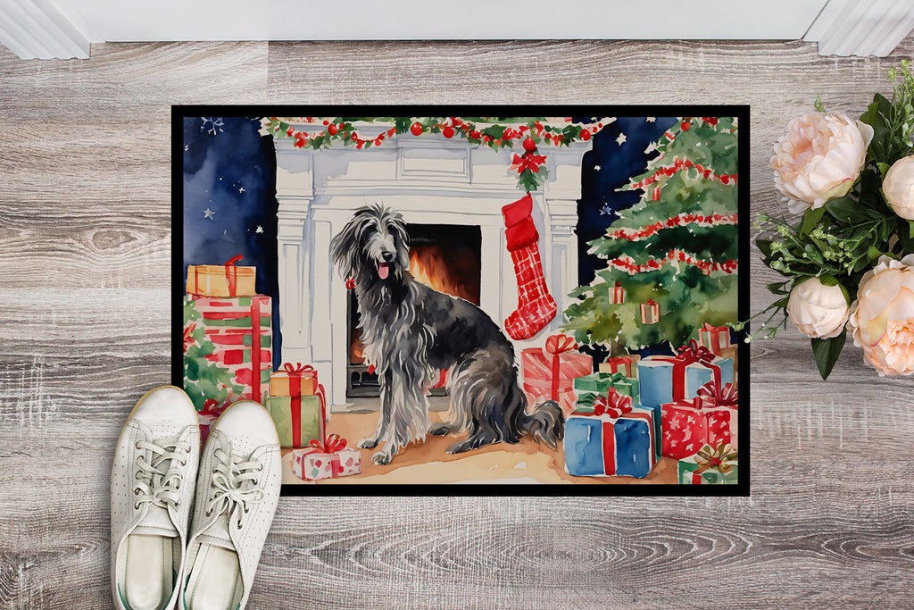 Scottish Deerhound Cozy Christmas Doormat Indoor Outdoor 18H X 27W Front Door Mat Rugs for Entryway, Non Slip Washable