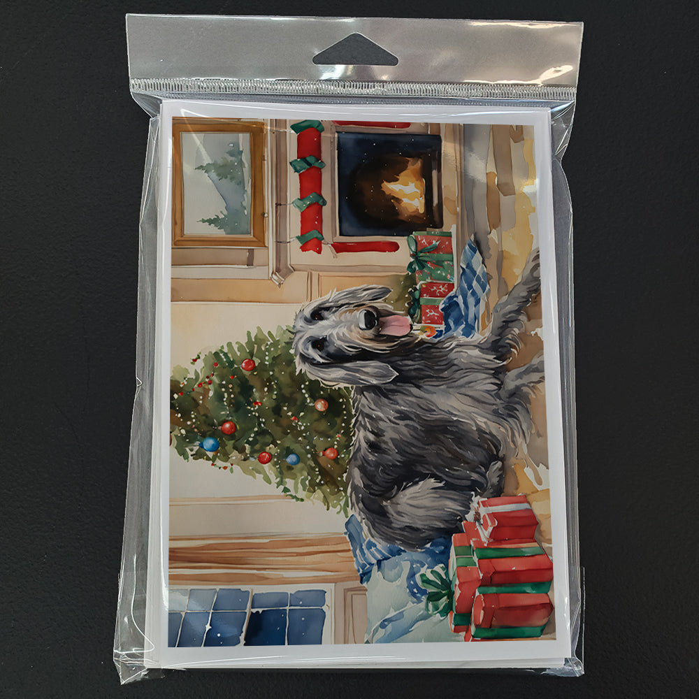Scottish Deerhound Cozy Christmas Greeting Cards Pack of 8 Blank Cards with Envelopes Whimsical A7 Size 5x7