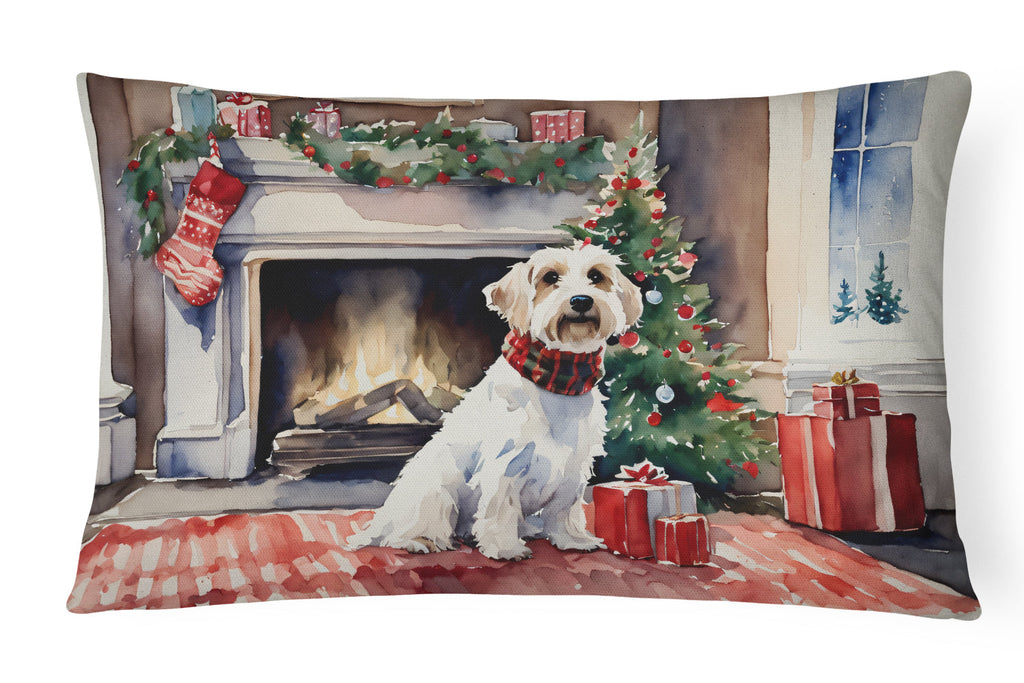 Sealyham Terrier Cozy Christmas Decorative Throw Pillow 12x16 Indoor Outdoor Accent Cushion, Fabric Cover with Insert for Sofa, Bed, Porch & Living Room