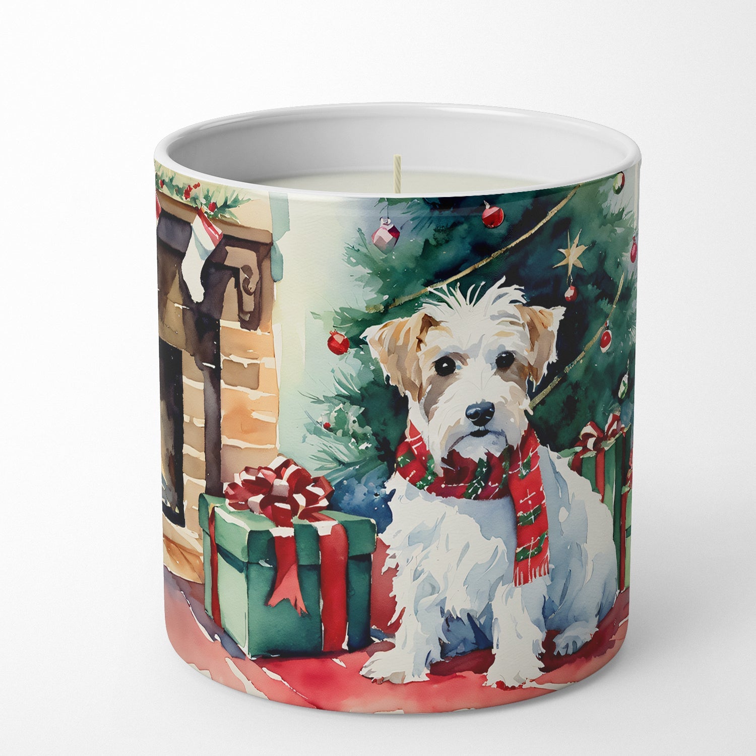 Sealyham Terrier Cozy Christmas Decorative Soy Candle Nature Soy Wax Essential Oil Home Decor Ideal for Bedroom Kitchen Bath Office Gift, 10 oz