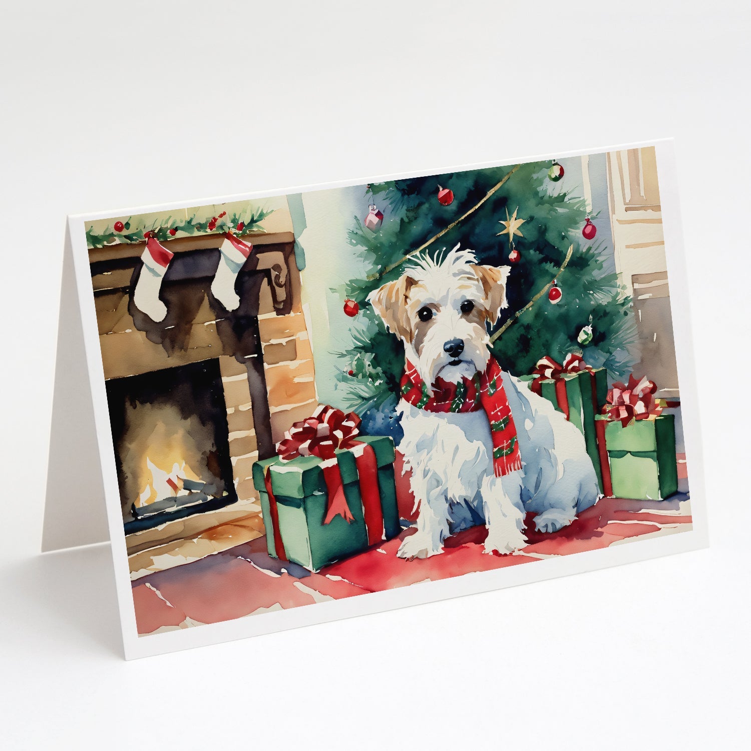 Sealyham Terrier Cozy Christmas Greeting Cards Pack of 8 Blank Cards with Envelopes Whimsical A7 Size 5x7