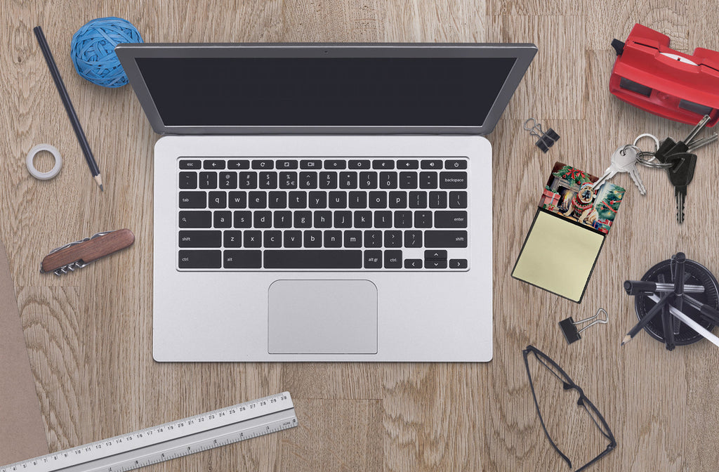 Shar Pei Cozy Christmas Watercolor Sticky Note Holder Refillable Dispenser Desk Accessory 3x3 Pad Gift