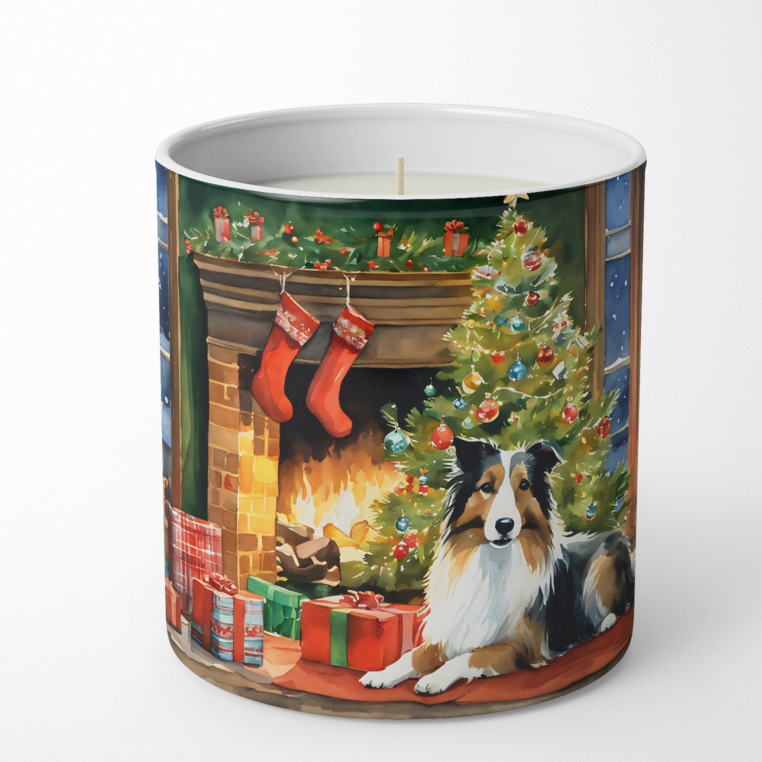 Sheltie Cozy Christmas Decorative Soy Candle Nature Soy Wax Essential Oil Home Decor Ideal for Bedroom Kitchen Bath Office Gift, 10 oz