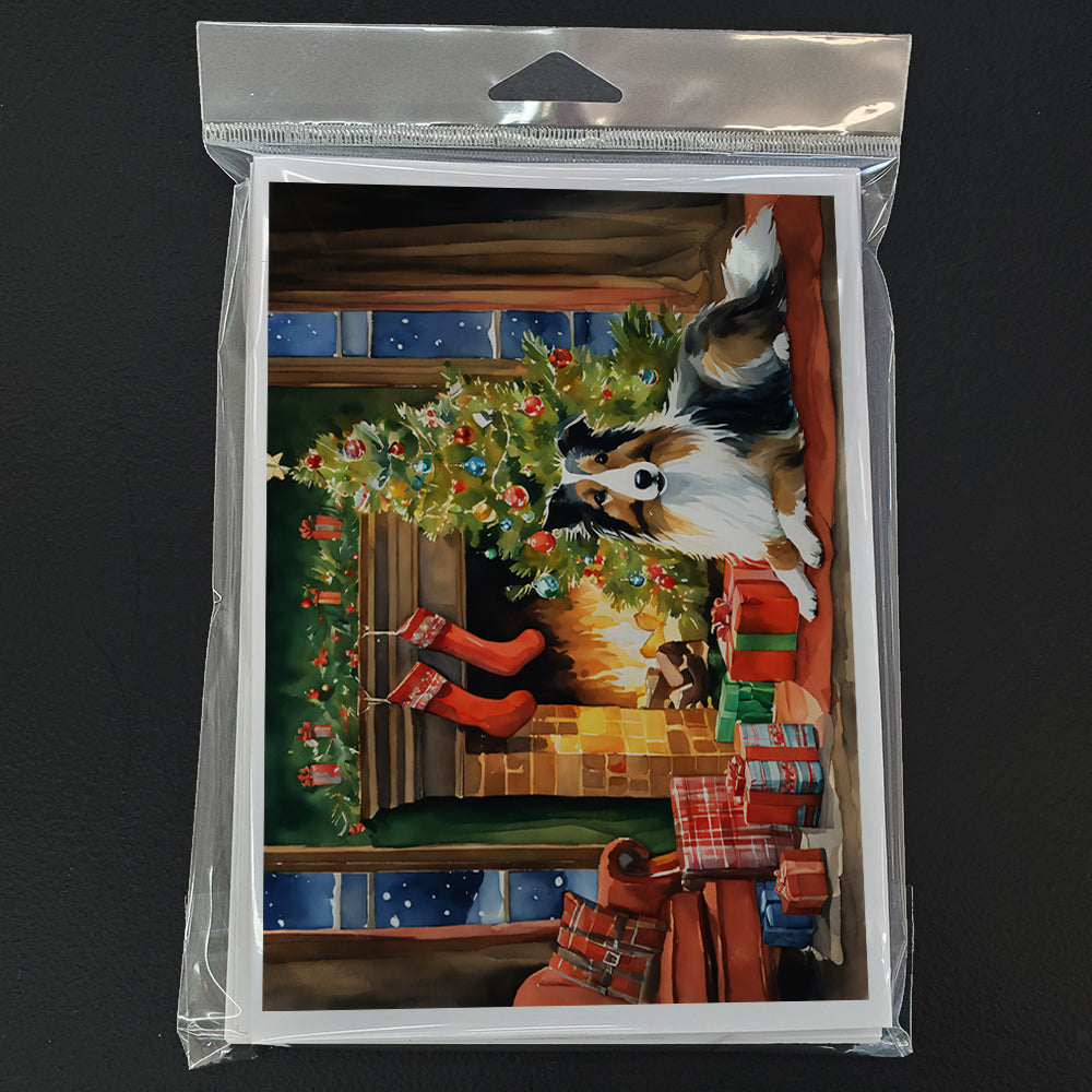 Sheltie Cozy Christmas Greeting Cards Pack of 8 Blank Cards with Envelopes Whimsical A7 Size 5x7