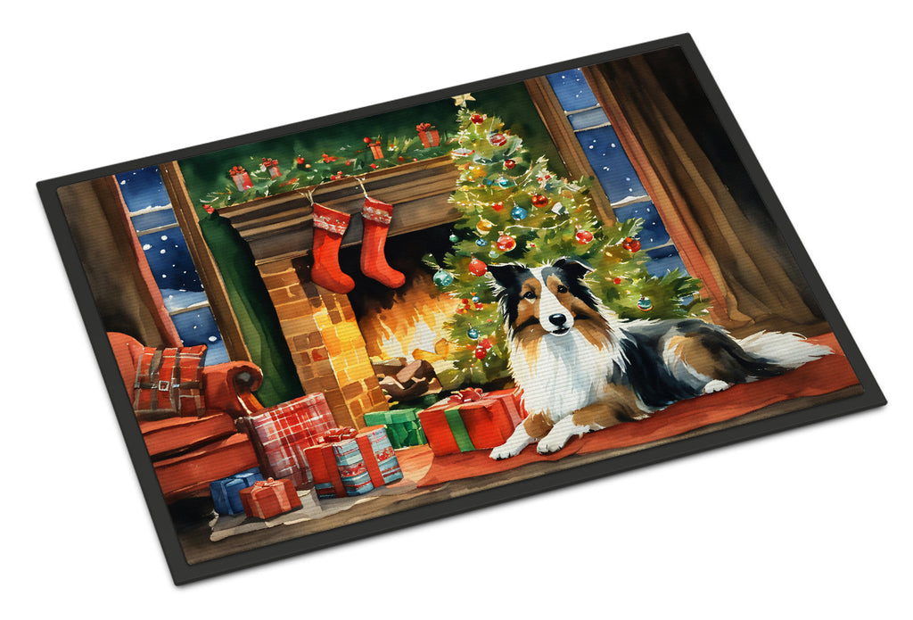 Sheltie Cozy Christmas Doormat Indoor Outdoor 24H X 36W Front Door Mat Rugs for Entryway, Non Slip Washable Low Pile,
