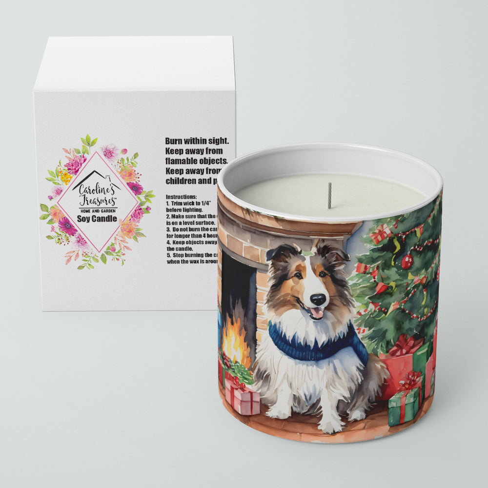 Sheltie Cozy Christmas Decorative Soy Candle Nature Soy Wax Essential Oil Home Decor Ideal for Bedroom Kitchen Bath Office Gift, 10 oz