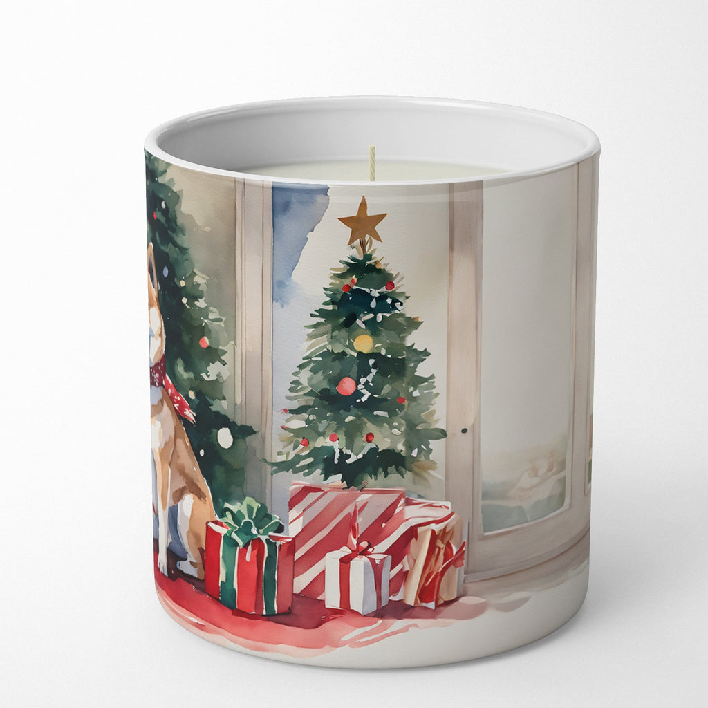Shiba Inu Cozy Christmas Decorative Soy Candle Nature Soy Wax Essential Oil Home Decor Ideal for Bedroom Kitchen Bath Office Gift, 10 oz