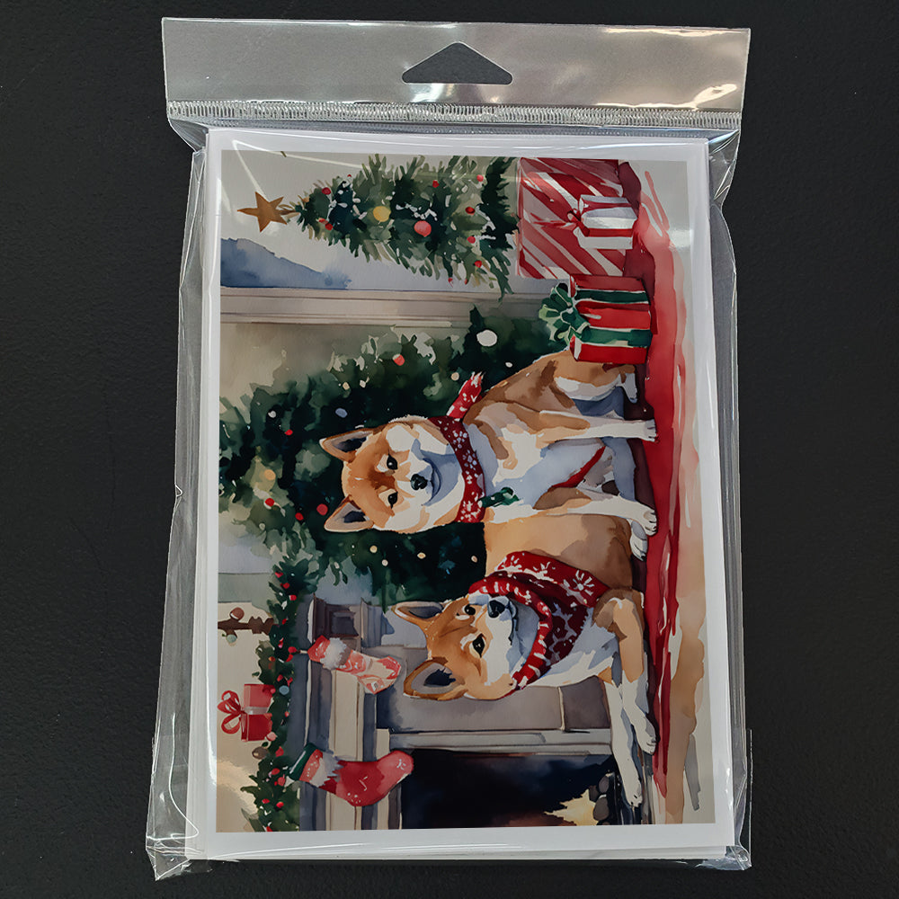 Shiba Inu Cozy Christmas Greeting Cards Pack of 8 Blank Cards with Envelopes Whimsical A7 Size 5x7