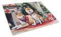 Shiba Inu Cozy Christmas Cutting Board Tempered Glass Kitchen Cutting Surface, Heat Resistant Chopping, Non-Slip Feet, Food Prep & Serving