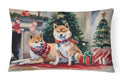 Shiba Inu Cozy Christmas Decorative Throw Pillow 12x16 Indoor Outdoor Accent Cushion, Fabric Cover with Insert for Sofa, Bed, Porch & Living Room