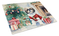 Shih Tzu Cozy Christmas Cutting Board Tempered Glass Kitchen Cutting Surface, Heat Resistant Chopping, Non-Slip Feet, Food Prep & Serving