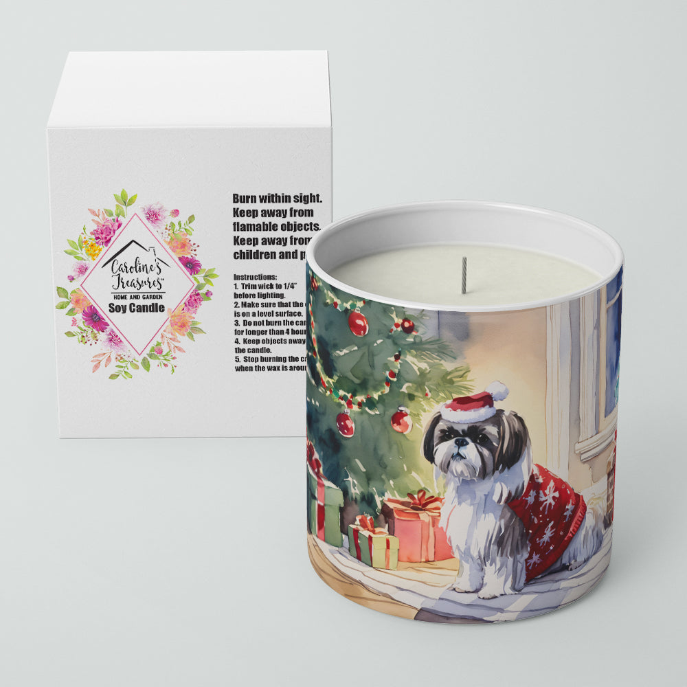 Shih Tzu Cozy Christmas Decorative Soy Candle Nature Soy Wax Essential Oil Home Decor Ideal for Bedroom Kitchen Bath Office Gift, 10 oz